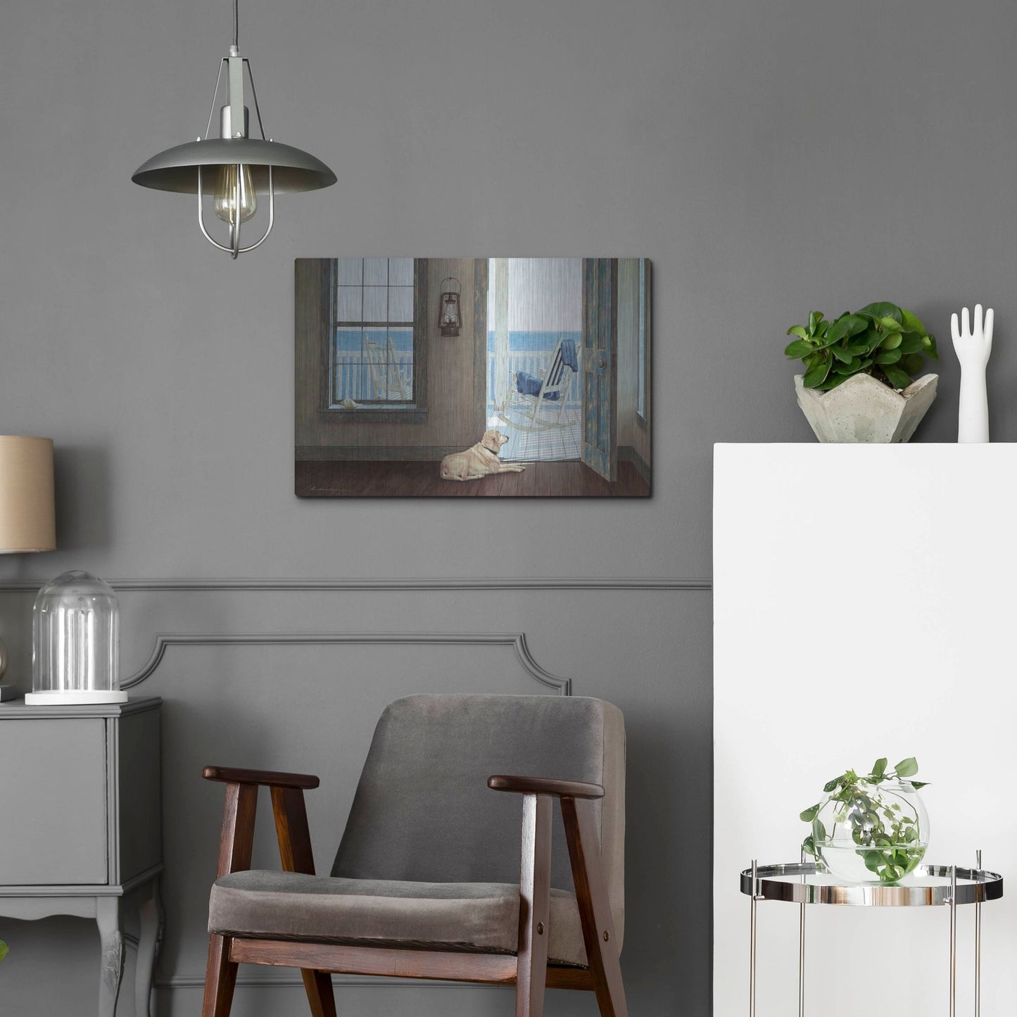 Luxe Metal Art 'The Rocking Chair' by Zhen-Huan Lu, Metal Wall Art,24x16