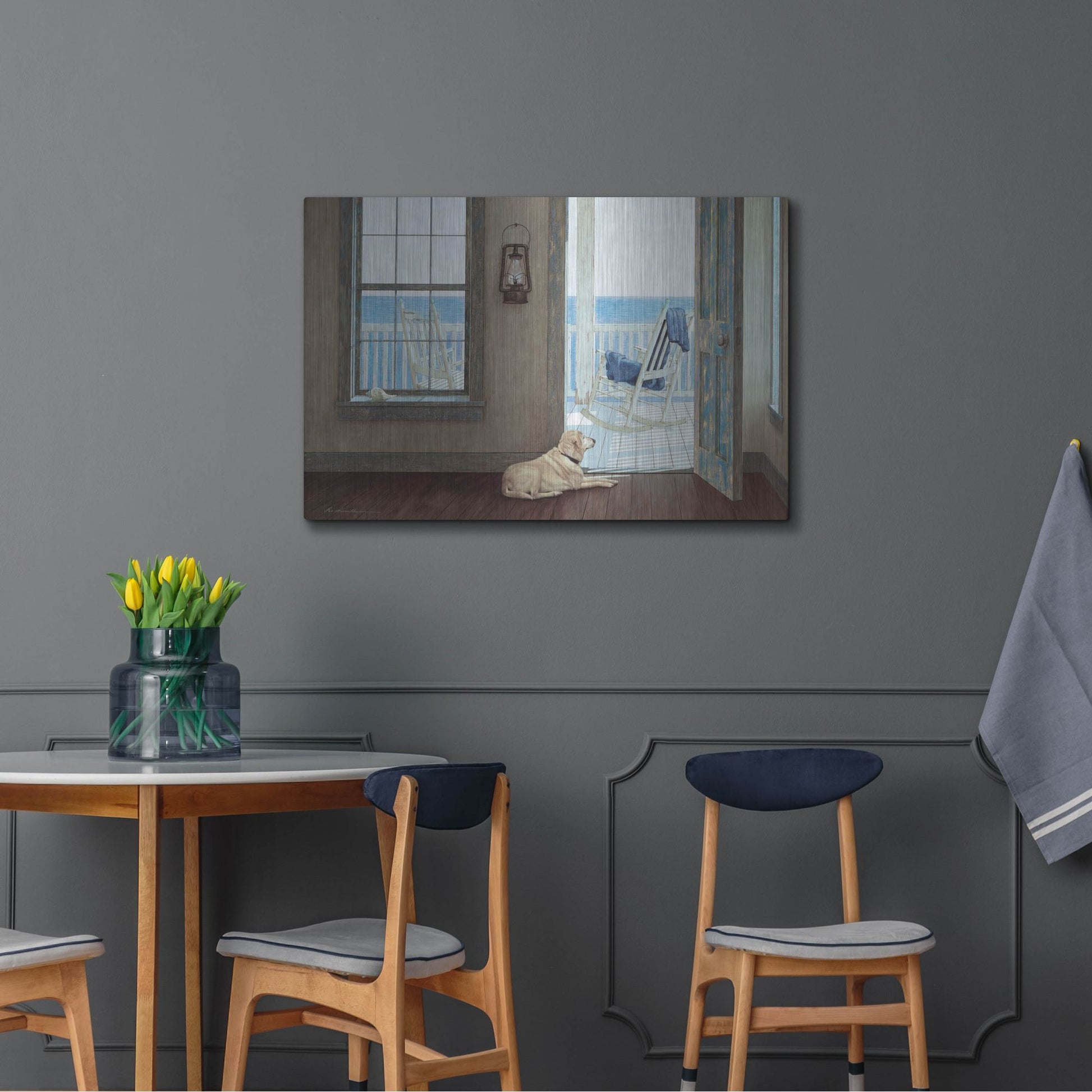 Luxe Metal Art 'The Rocking Chair' by Zhen-Huan Lu, Metal Wall Art,36x24