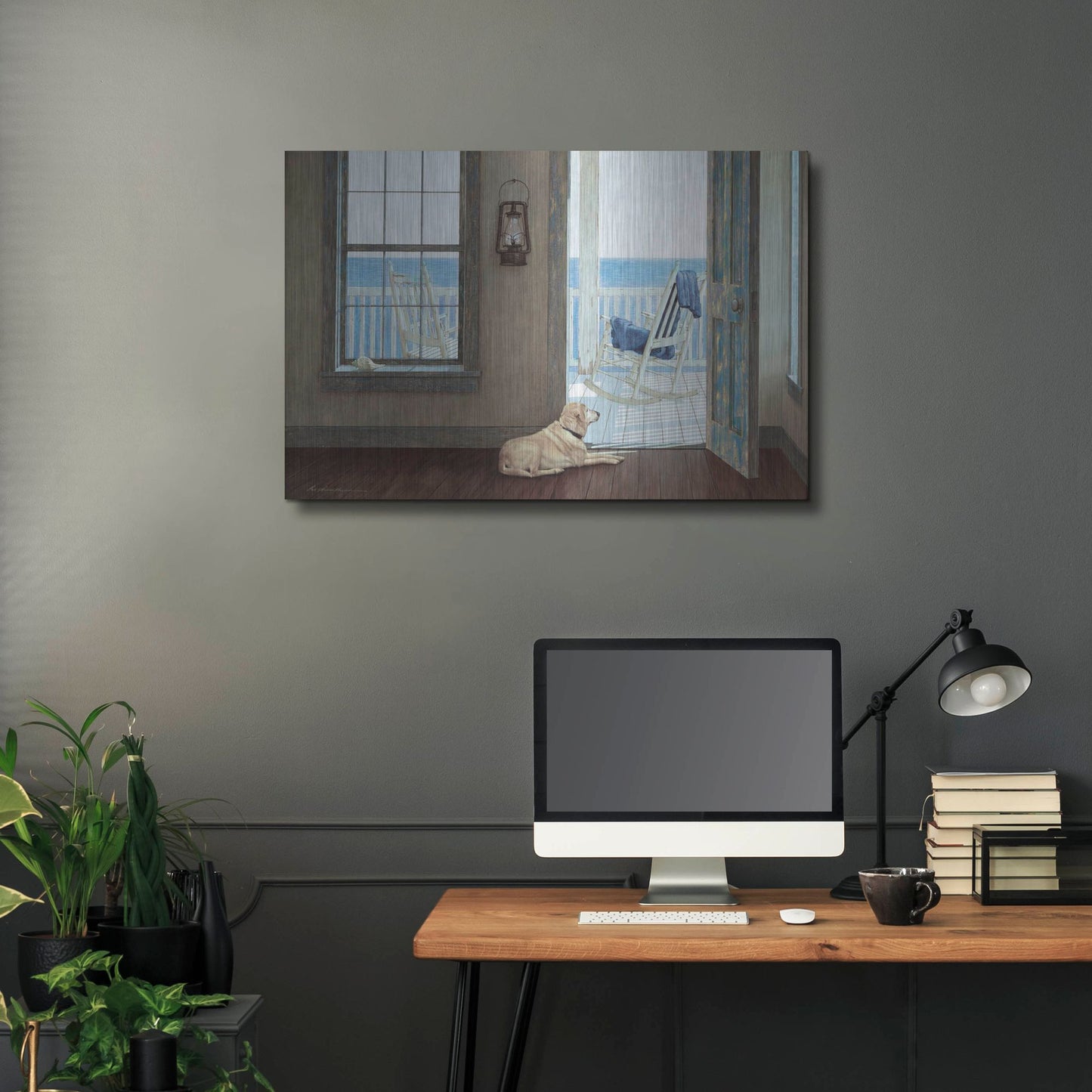 Luxe Metal Art 'The Rocking Chair' by Zhen-Huan Lu, Metal Wall Art,36x24