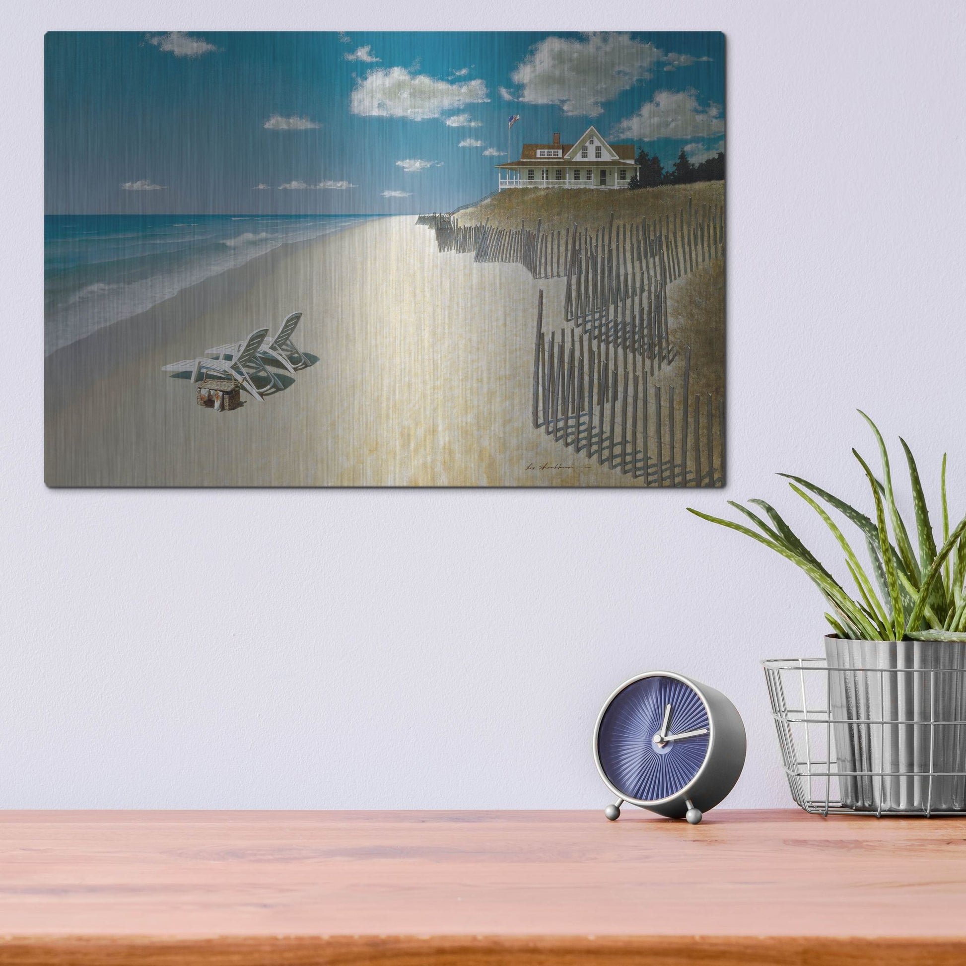 Luxe Metal Art 'Beach House View' by Zhen-Huan Lu, Metal Wall Art,16x12