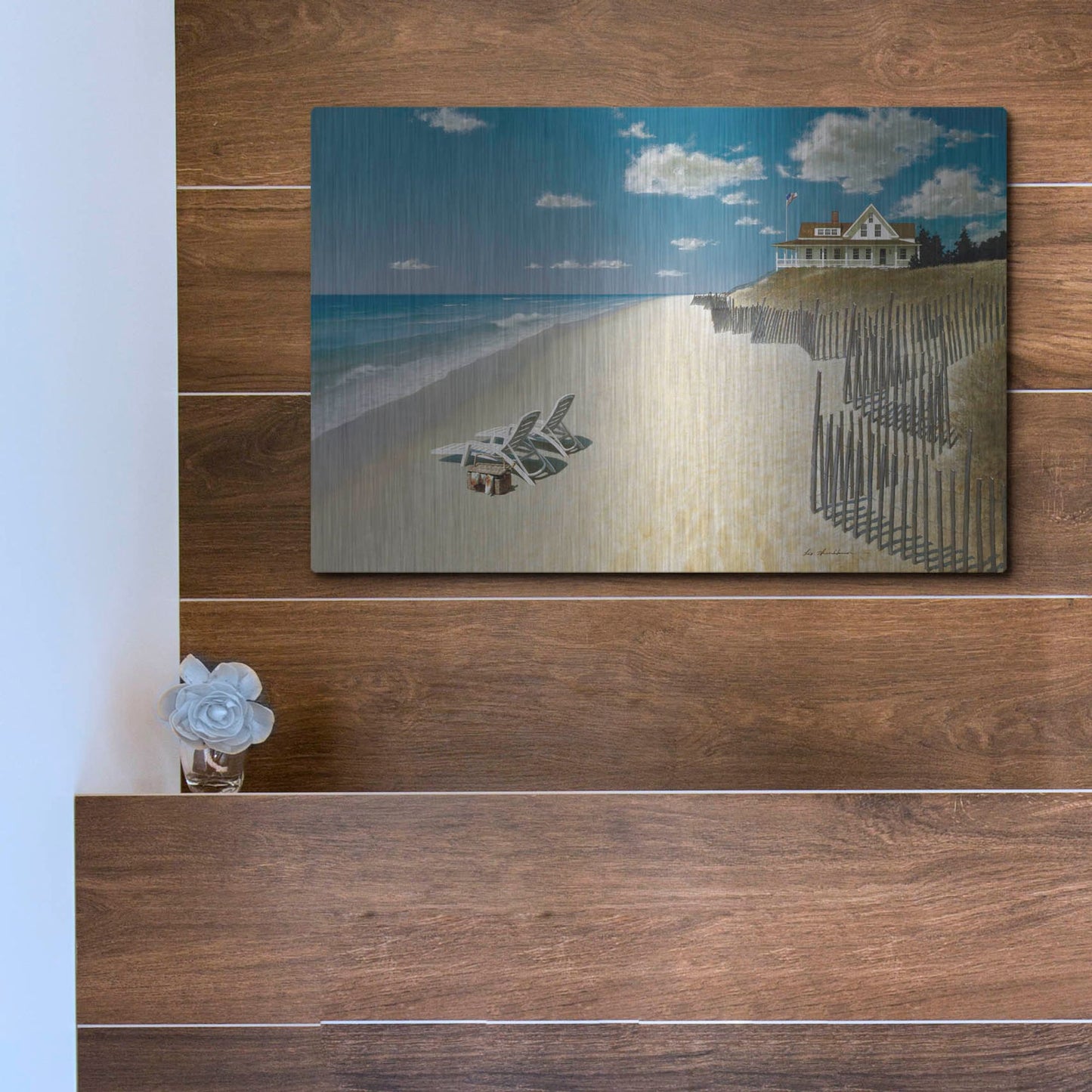 Luxe Metal Art 'Beach House View' by Zhen-Huan Lu, Metal Wall Art,16x12