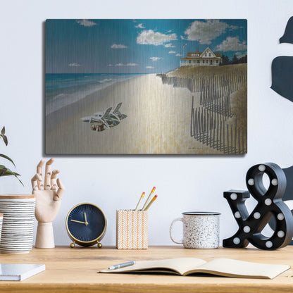 Luxe Metal Art 'Beach House View' by Zhen-Huan Lu, Metal Wall Art,16x12