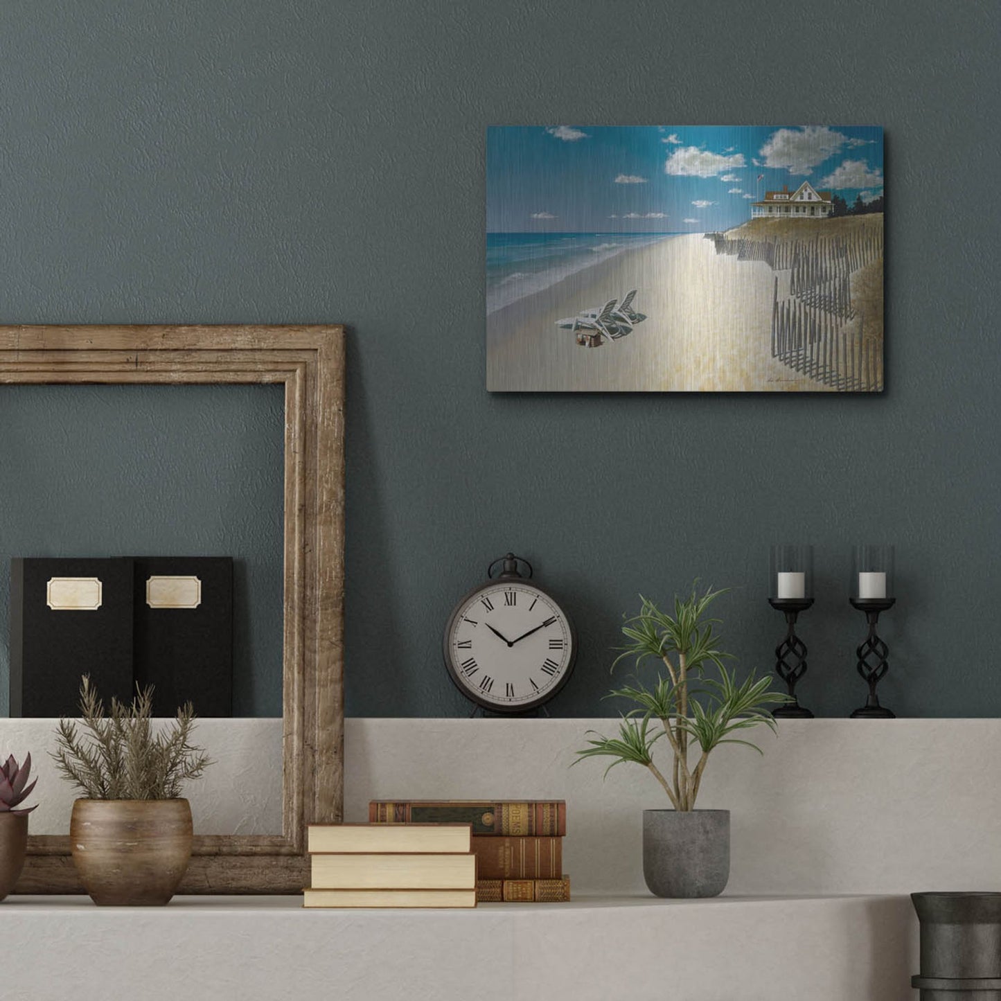 Luxe Metal Art 'Beach House View' by Zhen-Huan Lu, Metal Wall Art,16x12