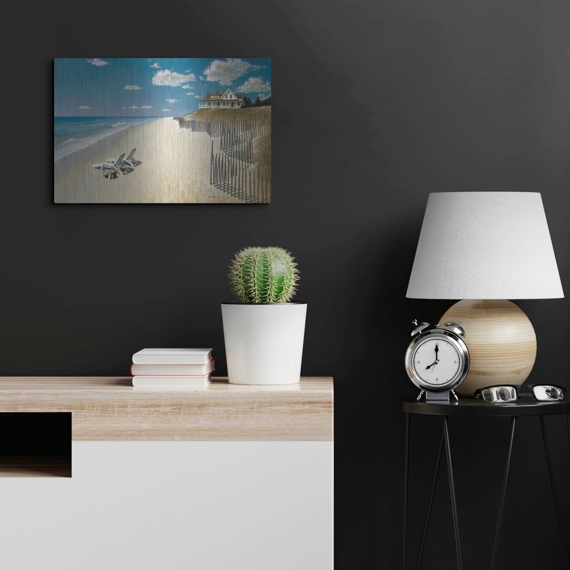 Luxe Metal Art 'Beach House View' by Zhen-Huan Lu, Metal Wall Art,24x16
