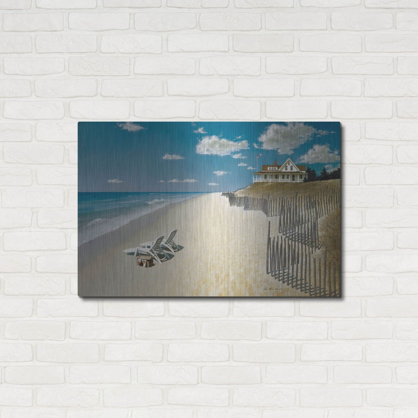 Luxe Metal Art 'Beach House View' by Zhen-Huan Lu, Metal Wall Art,36x24