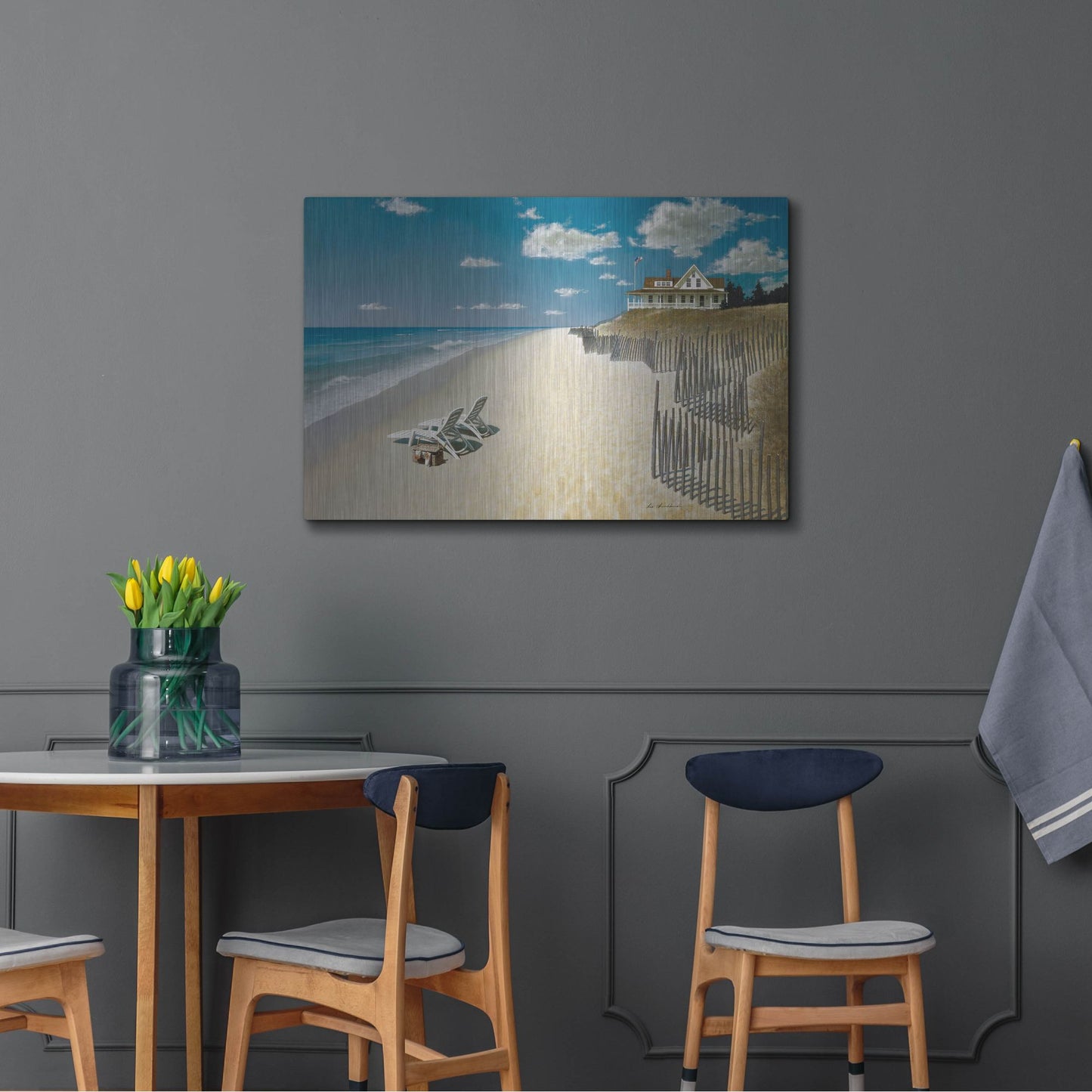 Luxe Metal Art 'Beach House View' by Zhen-Huan Lu, Metal Wall Art,36x24