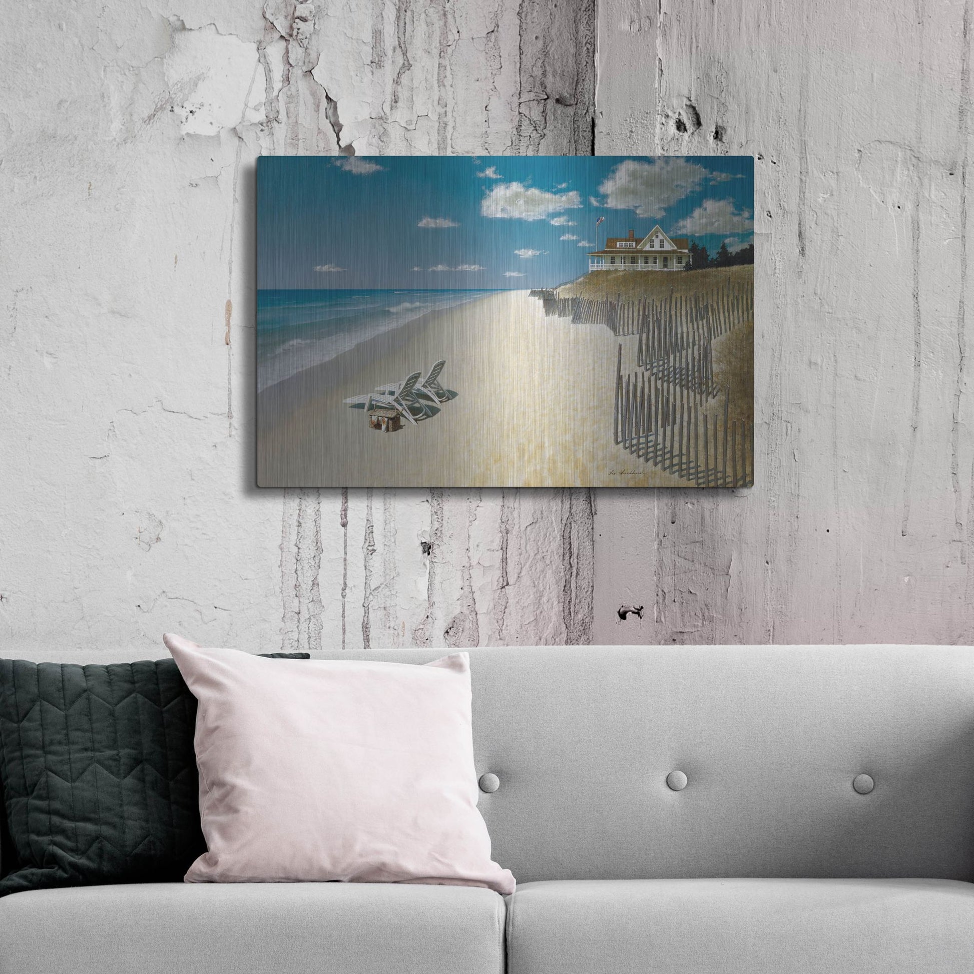 Luxe Metal Art 'Beach House View' by Zhen-Huan Lu, Metal Wall Art,36x24