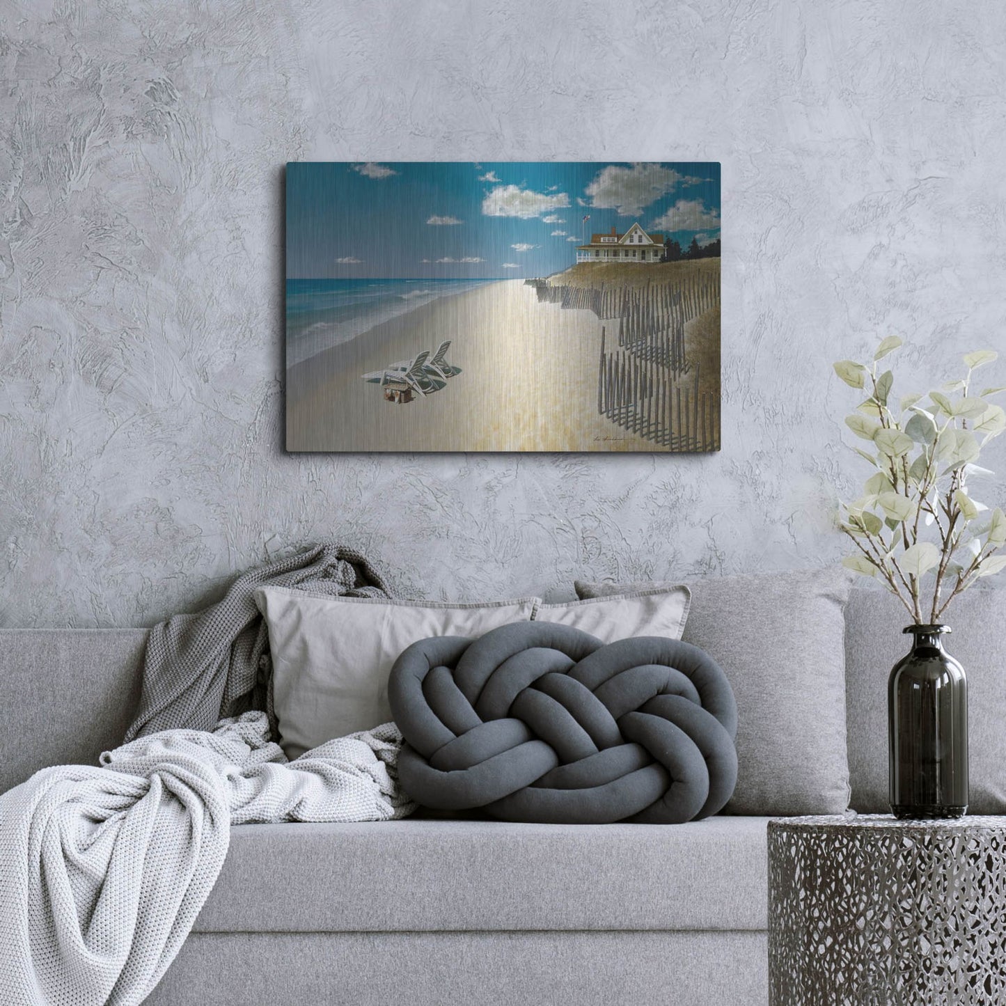 Luxe Metal Art 'Beach House View' by Zhen-Huan Lu, Metal Wall Art,36x24