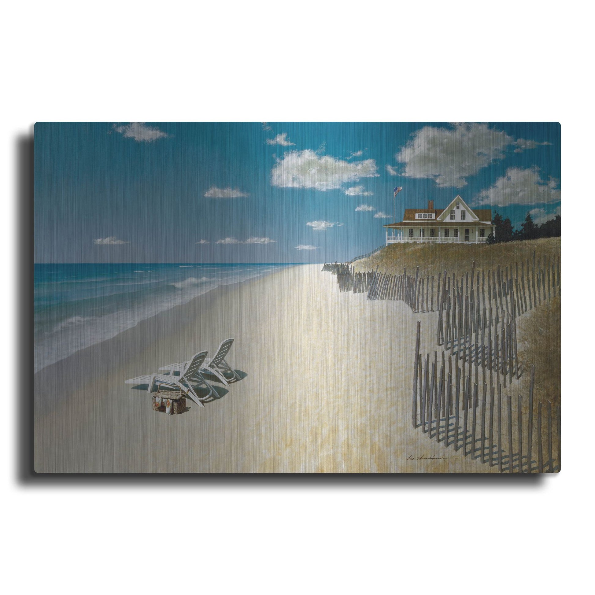 Luxe Metal Art 'Beach House View' by Zhen-Huan Lu, Metal Wall Art