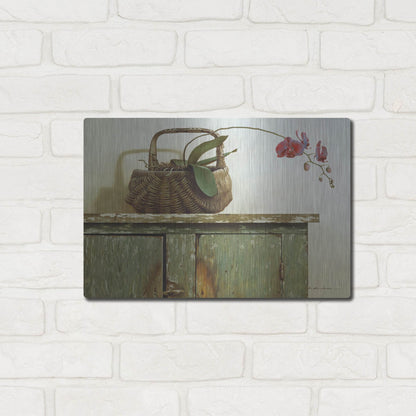 Luxe Metal Art 'Orchid Basket' by Zhen-Huan Lu, Metal Wall Art,16x12