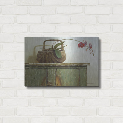 Luxe Metal Art 'Orchid Basket' by Zhen-Huan Lu, Metal Wall Art,24x16