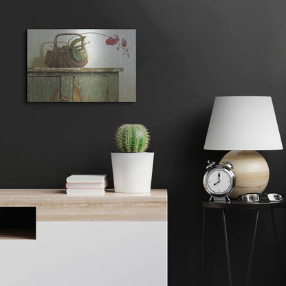 Luxe Metal Art 'Orchid Basket' by Zhen-Huan Lu, Metal Wall Art,24x16