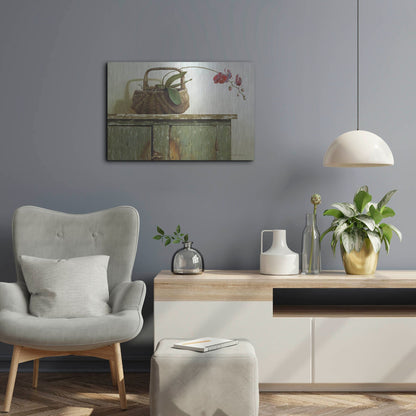 Luxe Metal Art 'Orchid Basket' by Zhen-Huan Lu, Metal Wall Art,24x16