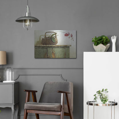 Luxe Metal Art 'Orchid Basket' by Zhen-Huan Lu, Metal Wall Art,24x16