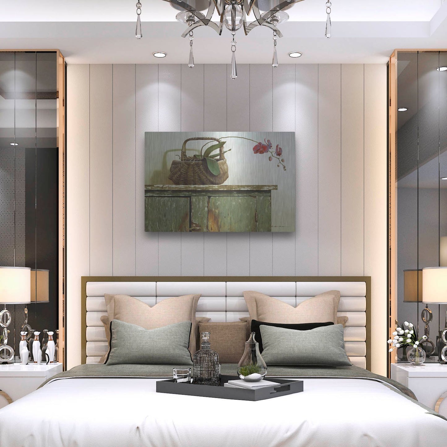 Luxe Metal Art 'Orchid Basket' by Zhen-Huan Lu, Metal Wall Art,36x24