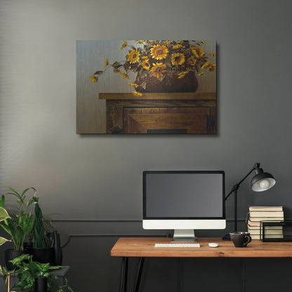 Luxe Metal Art 'Sunflower Basket' by Zhen-Huan Lu, Metal Wall Art,36x24