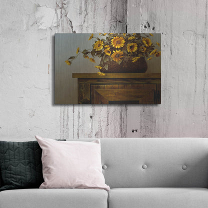 Luxe Metal Art 'Sunflower Basket' by Zhen-Huan Lu, Metal Wall Art,36x24