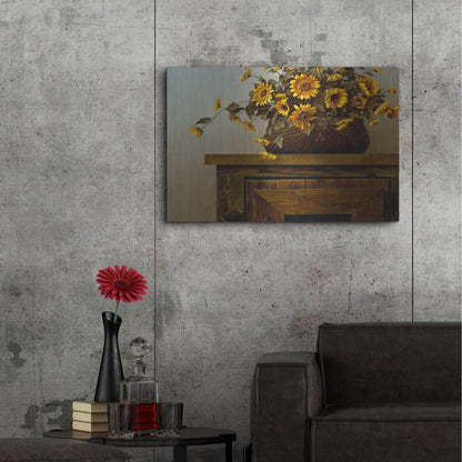 Luxe Metal Art 'Sunflower Basket' by Zhen-Huan Lu, Metal Wall Art,36x24