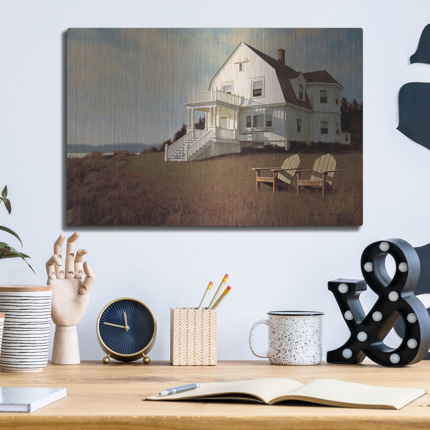 Luxe Metal Art 'Oceanfront View' by Zhen-Huan Lu, Metal Wall Art,16x12