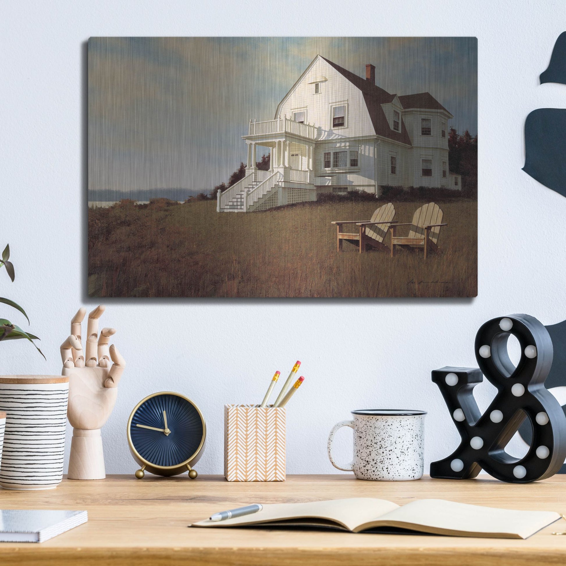 Luxe Metal Art 'Oceanfront View' by Zhen-Huan Lu, Metal Wall Art,16x12