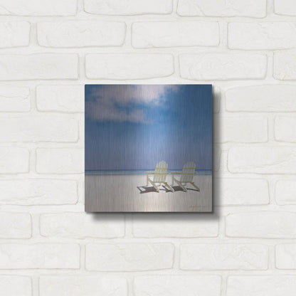 Luxe Metal Art 'Beach Chairs' by Zhen-Huan Lu, Metal Wall Art,12x12