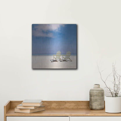 Luxe Metal Art 'Beach Chairs' by Zhen-Huan Lu, Metal Wall Art,12x12