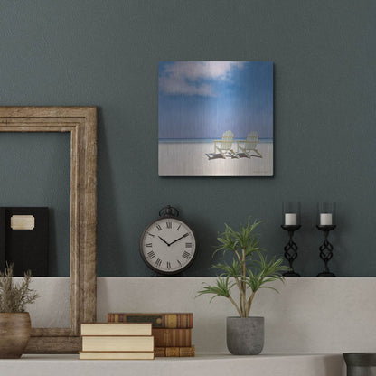 Luxe Metal Art 'Beach Chairs' by Zhen-Huan Lu, Metal Wall Art,12x12