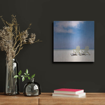 Luxe Metal Art 'Beach Chairs' by Zhen-Huan Lu, Metal Wall Art,12x12