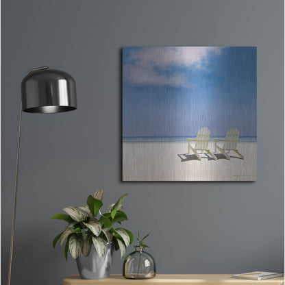 Luxe Metal Art 'Beach Chairs' by Zhen-Huan Lu, Metal Wall Art,24x24