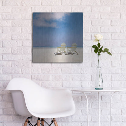 Luxe Metal Art 'Beach Chairs' by Zhen-Huan Lu, Metal Wall Art,24x24