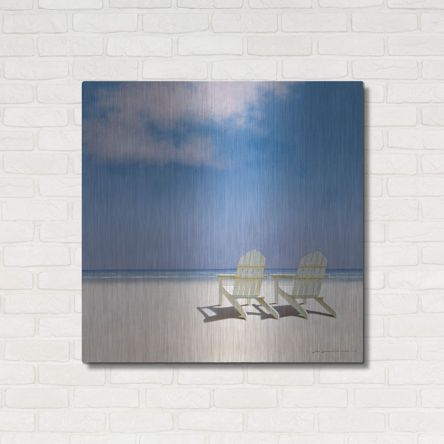 Luxe Metal Art 'Beach Chairs' by Zhen-Huan Lu, Metal Wall Art,36x36
