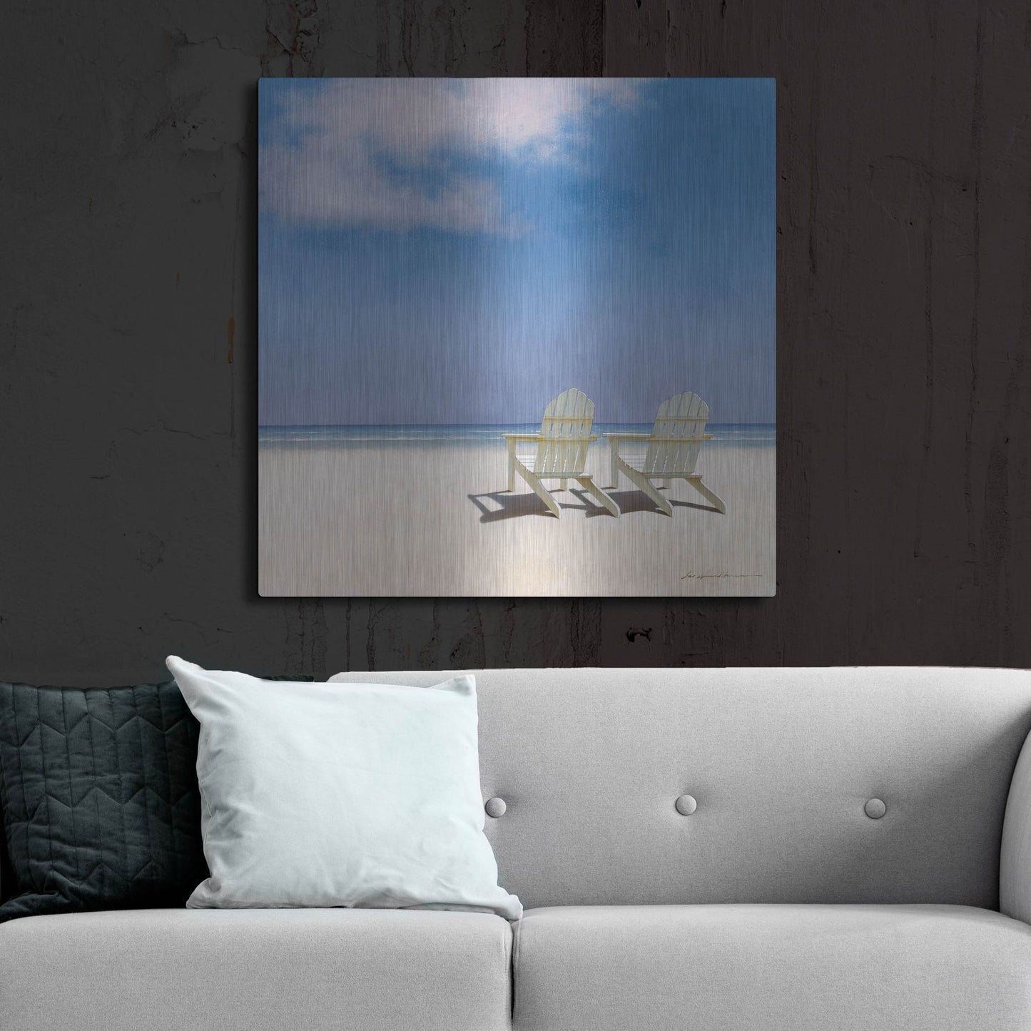 Luxe Metal Art 'Beach Chairs' by Zhen-Huan Lu, Metal Wall Art,36x36