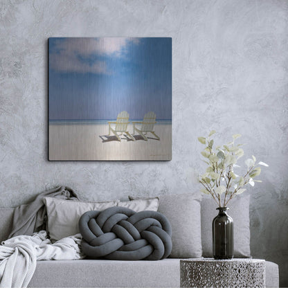 Luxe Metal Art 'Beach Chairs' by Zhen-Huan Lu, Metal Wall Art,36x36