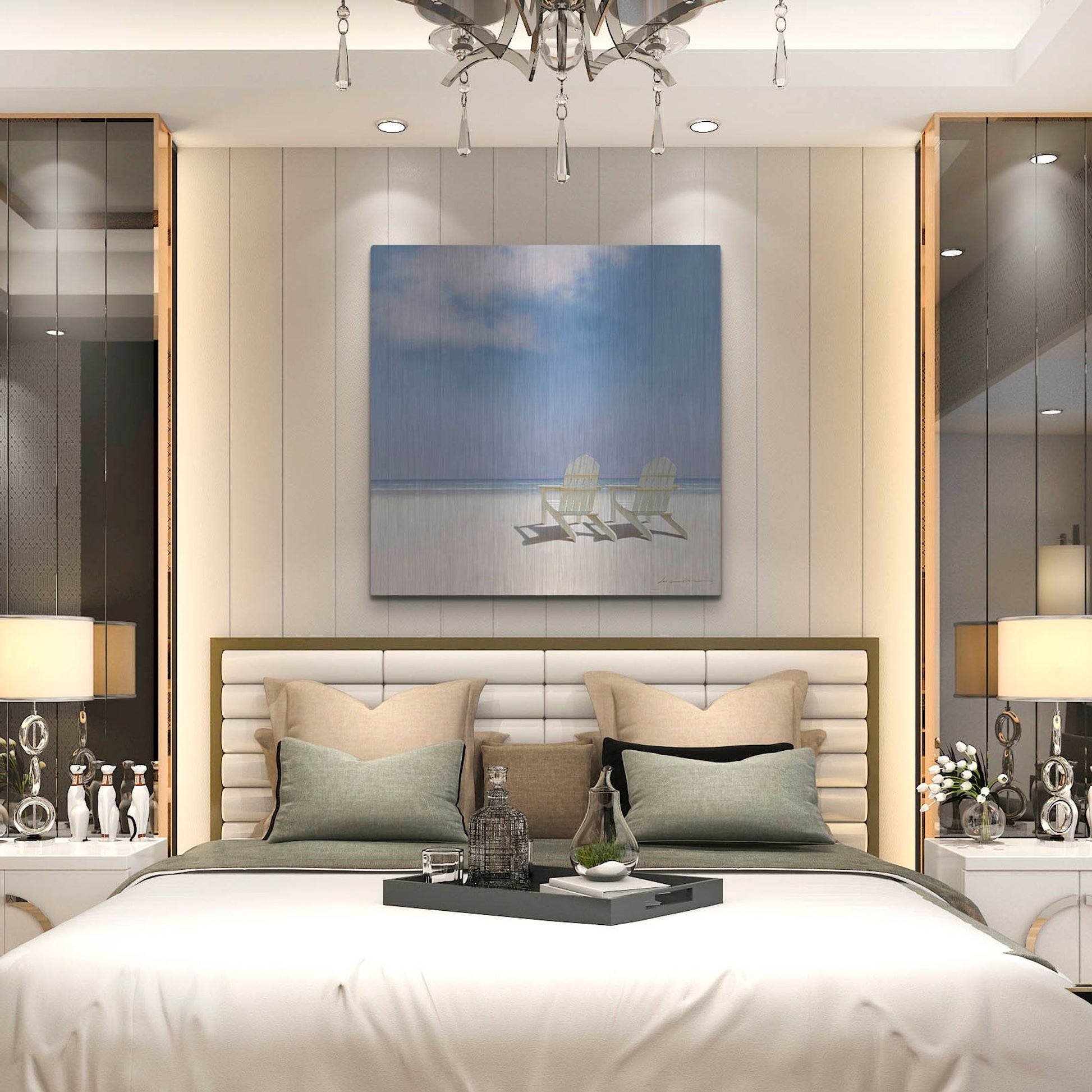 Luxe Metal Art 'Beach Chairs' by Zhen-Huan Lu, Metal Wall Art,36x36