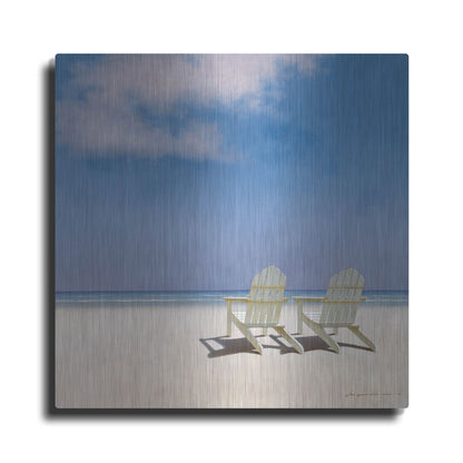 Luxe Metal Art 'Beach Chairs' by Zhen-Huan Lu, Metal Wall Art