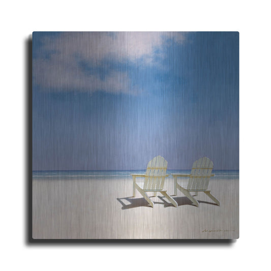 Luxe Metal Art 'Beach Chairs' by Zhen-Huan Lu, Metal Wall Art