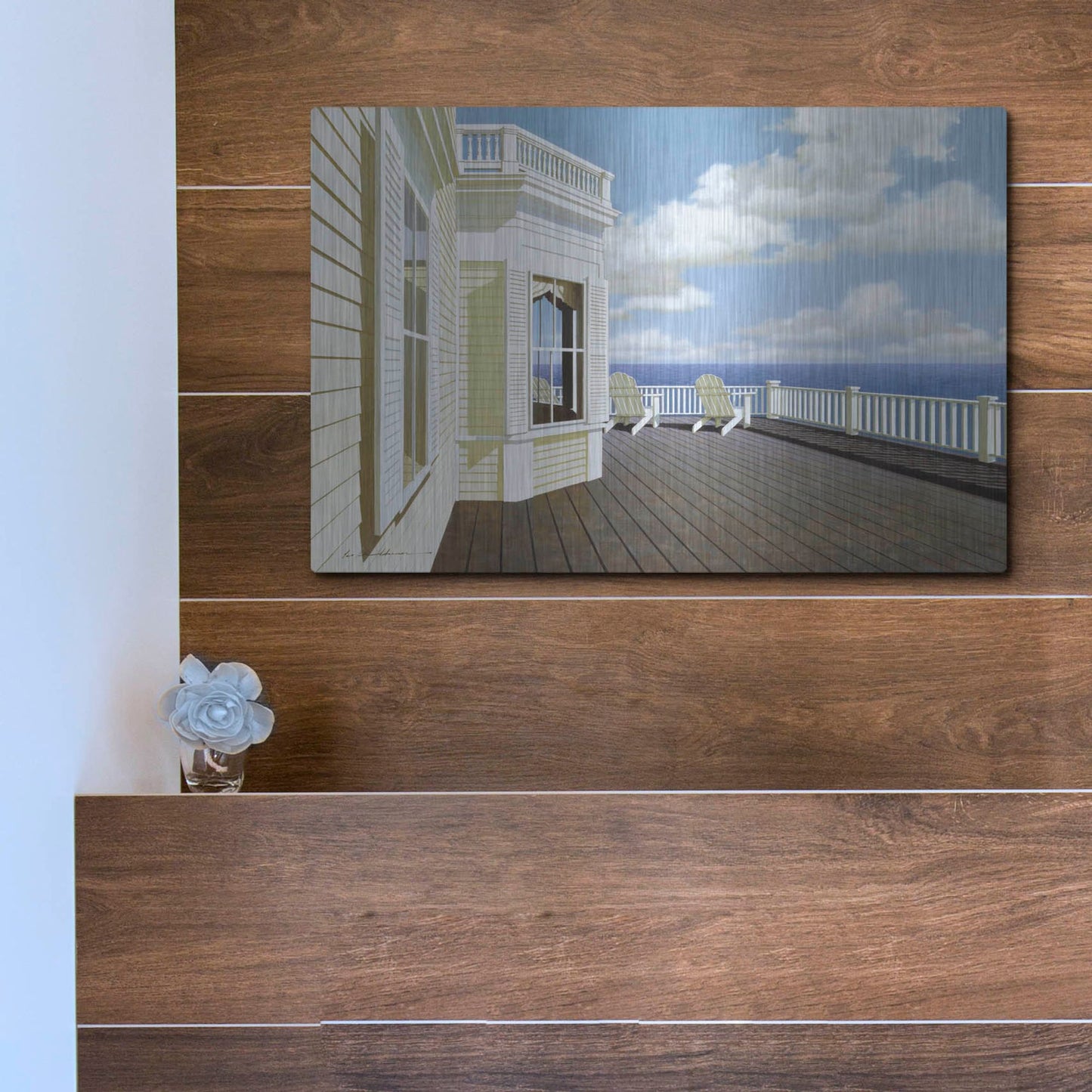 Luxe Metal Art 'Porch View 2' by Zhen-Huan Lu, Metal Wall Art,16x12