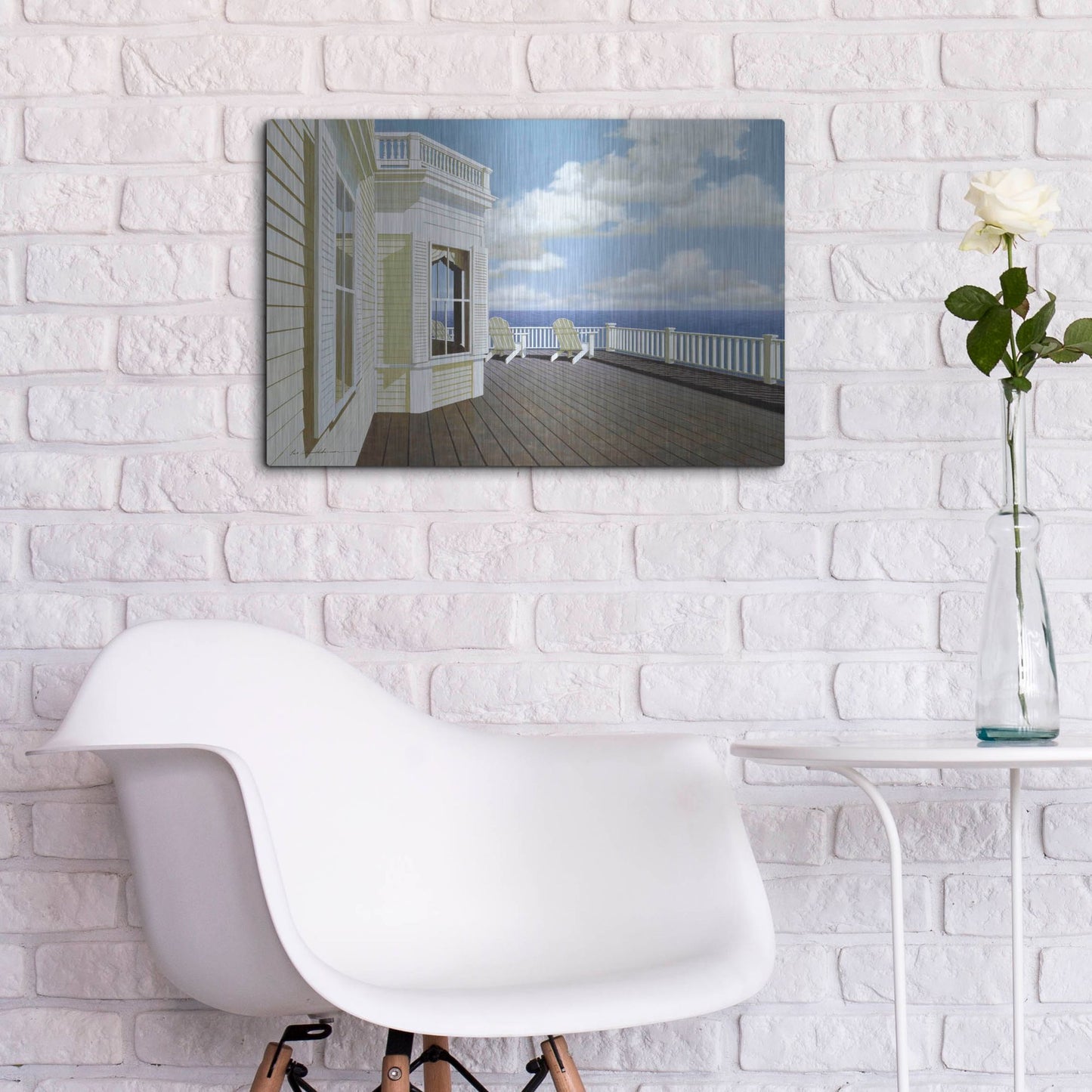 Luxe Metal Art 'Porch View 2' by Zhen-Huan Lu, Metal Wall Art,24x16