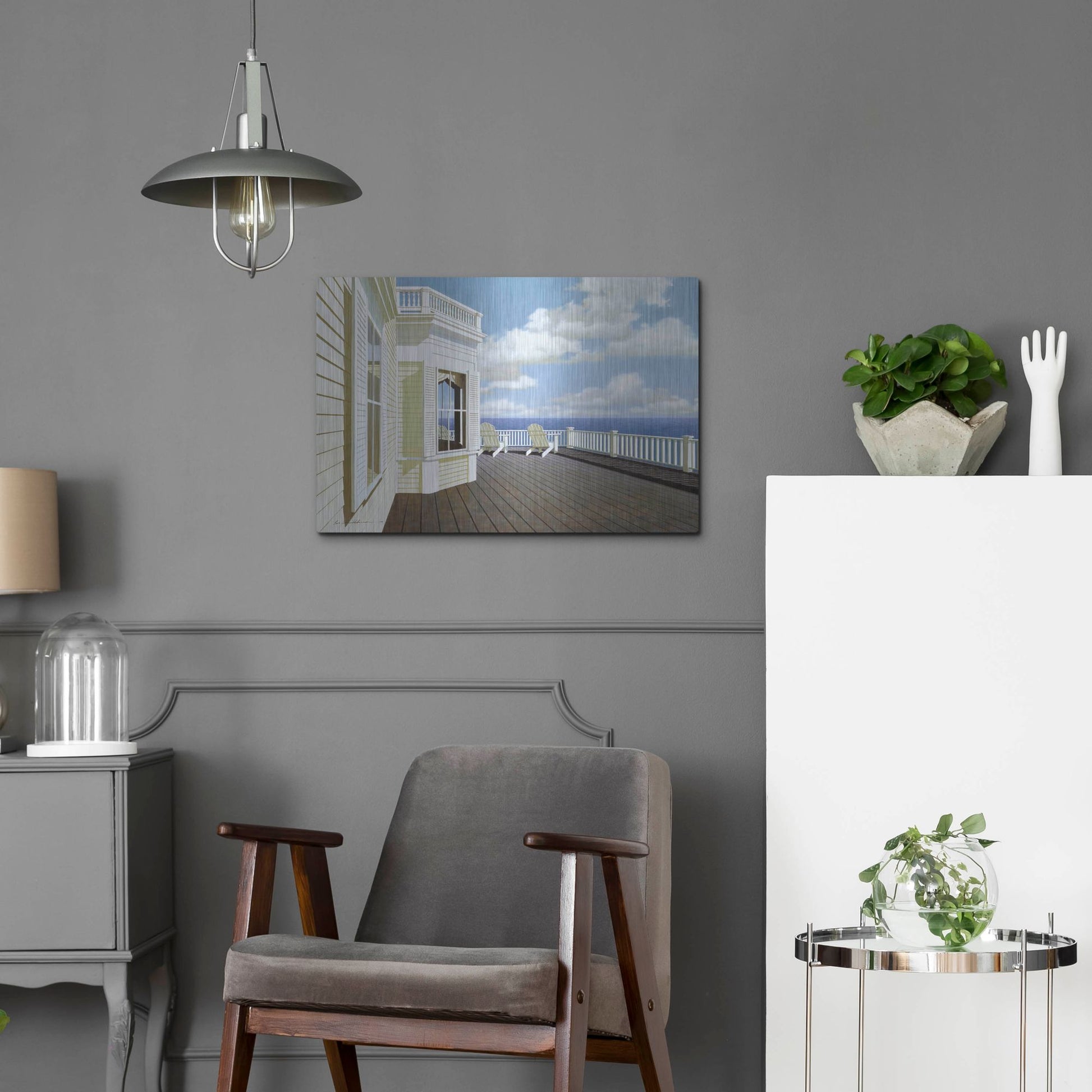 Luxe Metal Art 'Porch View 2' by Zhen-Huan Lu, Metal Wall Art,24x16