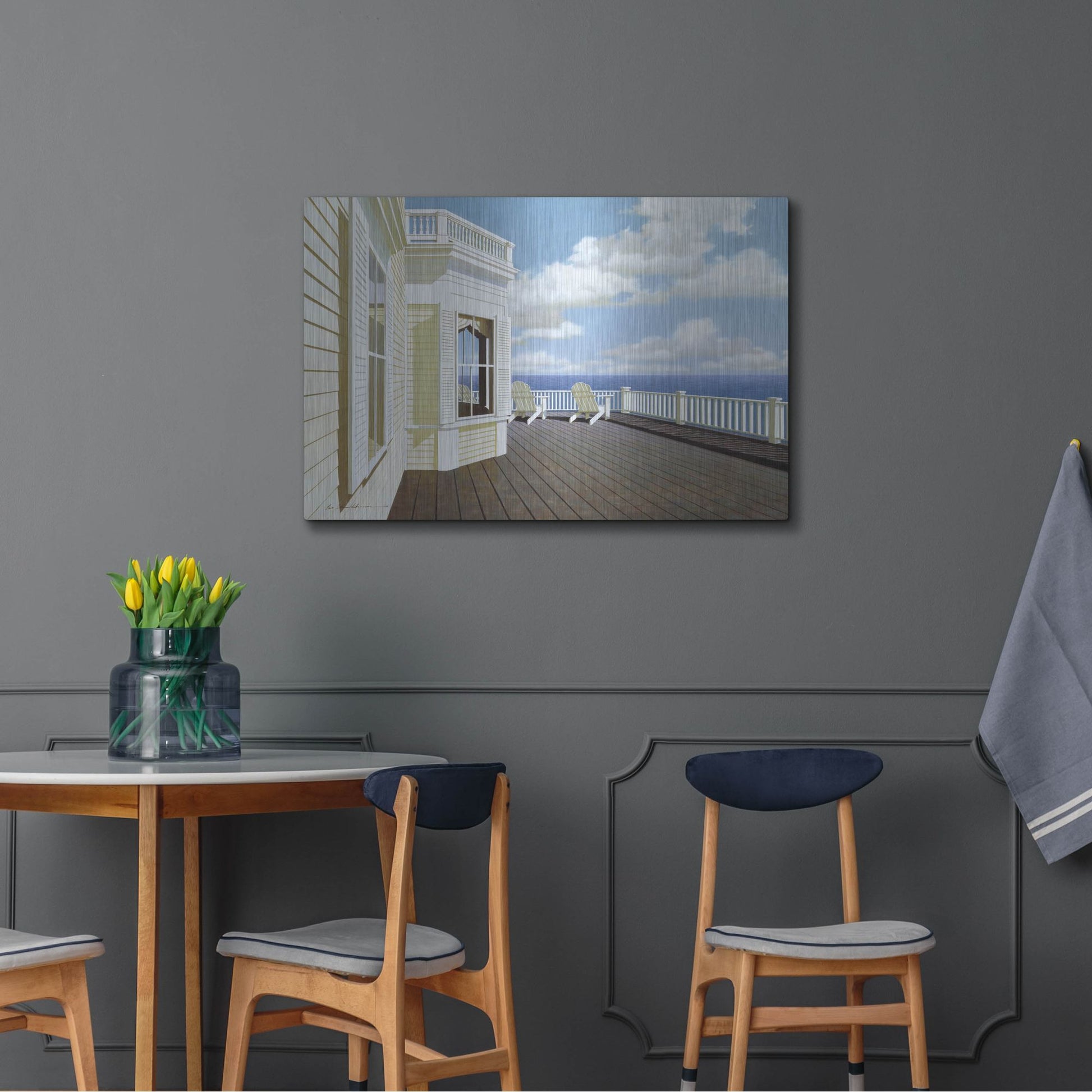 Luxe Metal Art 'Porch View 2' by Zhen-Huan Lu, Metal Wall Art,36x24