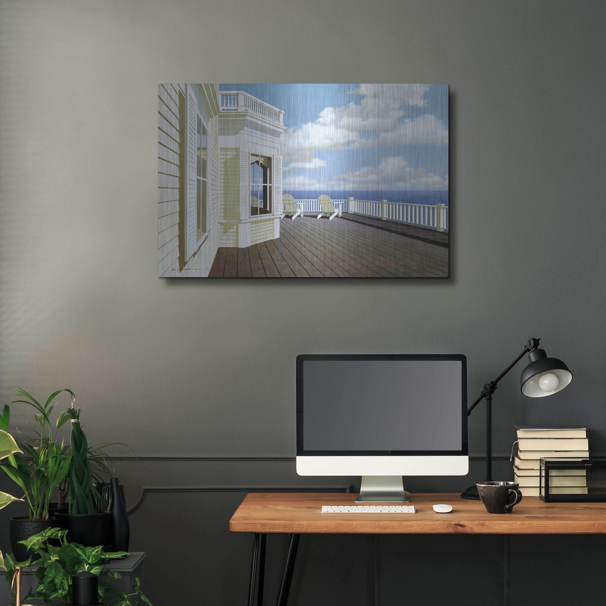 Luxe Metal Art 'Porch View 2' by Zhen-Huan Lu, Metal Wall Art,36x24