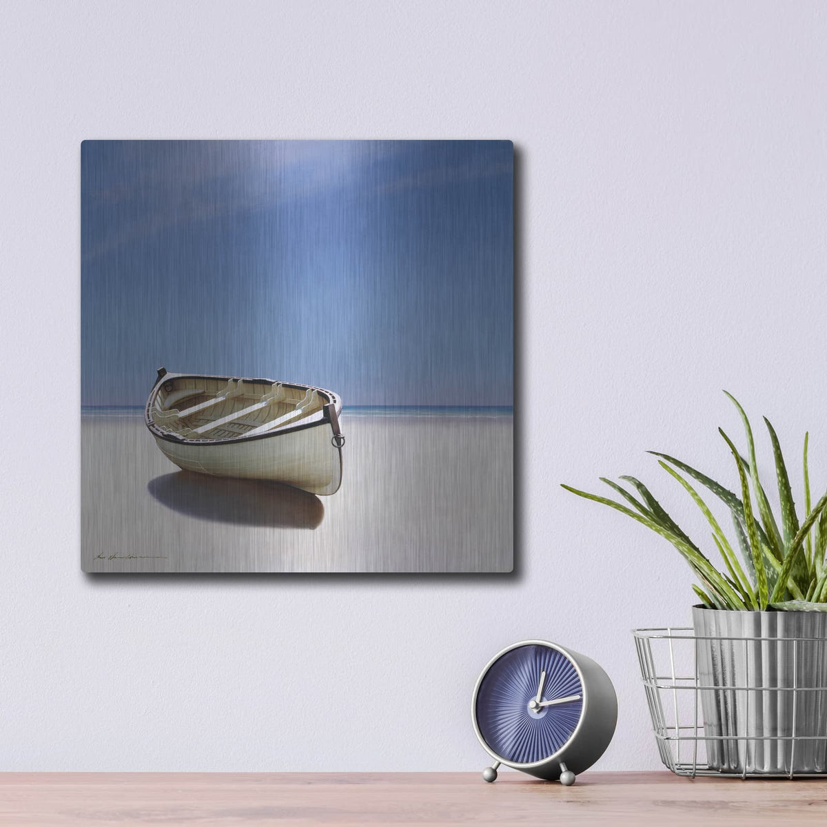 'Beached Boat' by Zhen-Huan Lu – Metal Wall Art, 12x12 room view