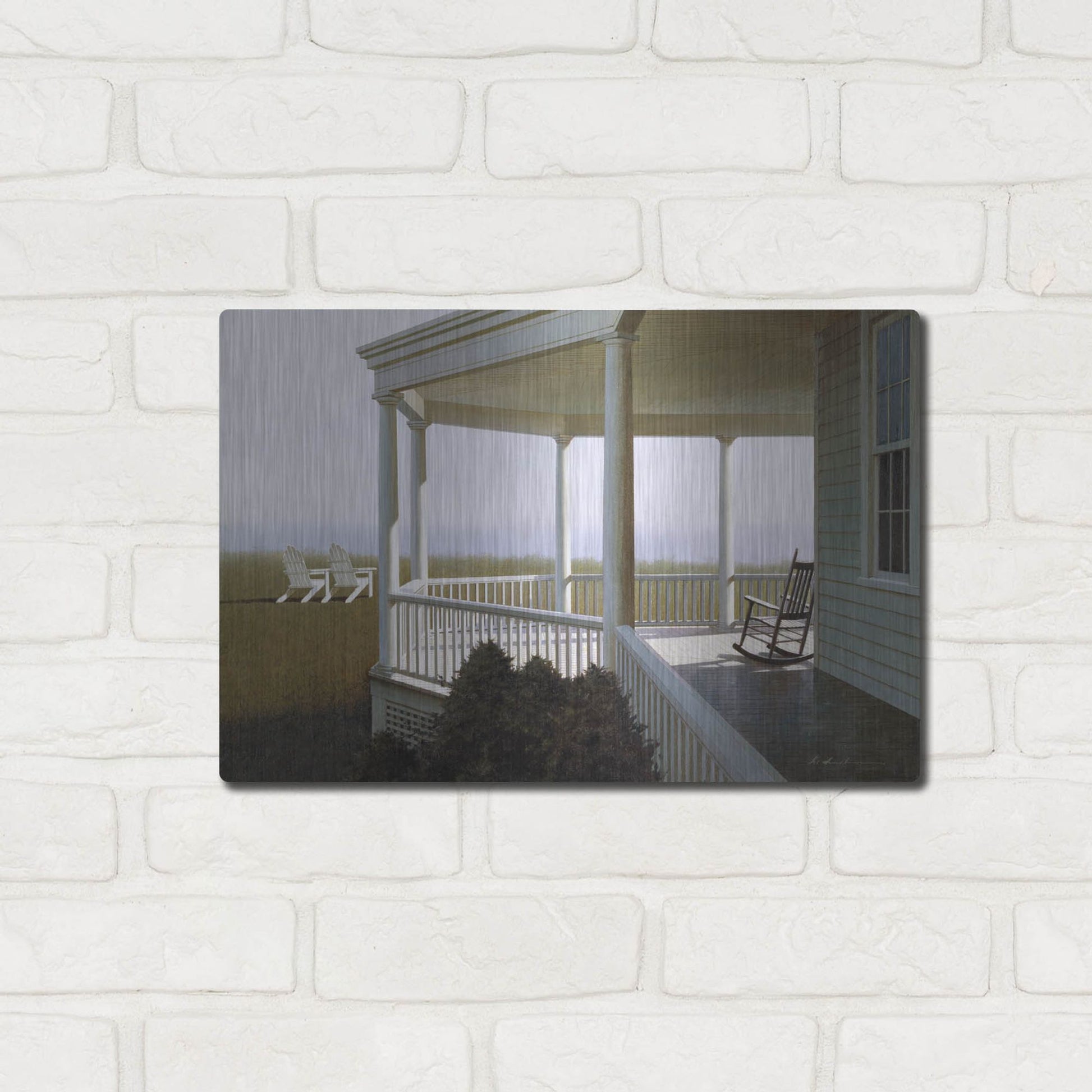 Luxe Metal Art 'New Porch' by Zhen-Huan Lu, Metal Wall Art,16x12