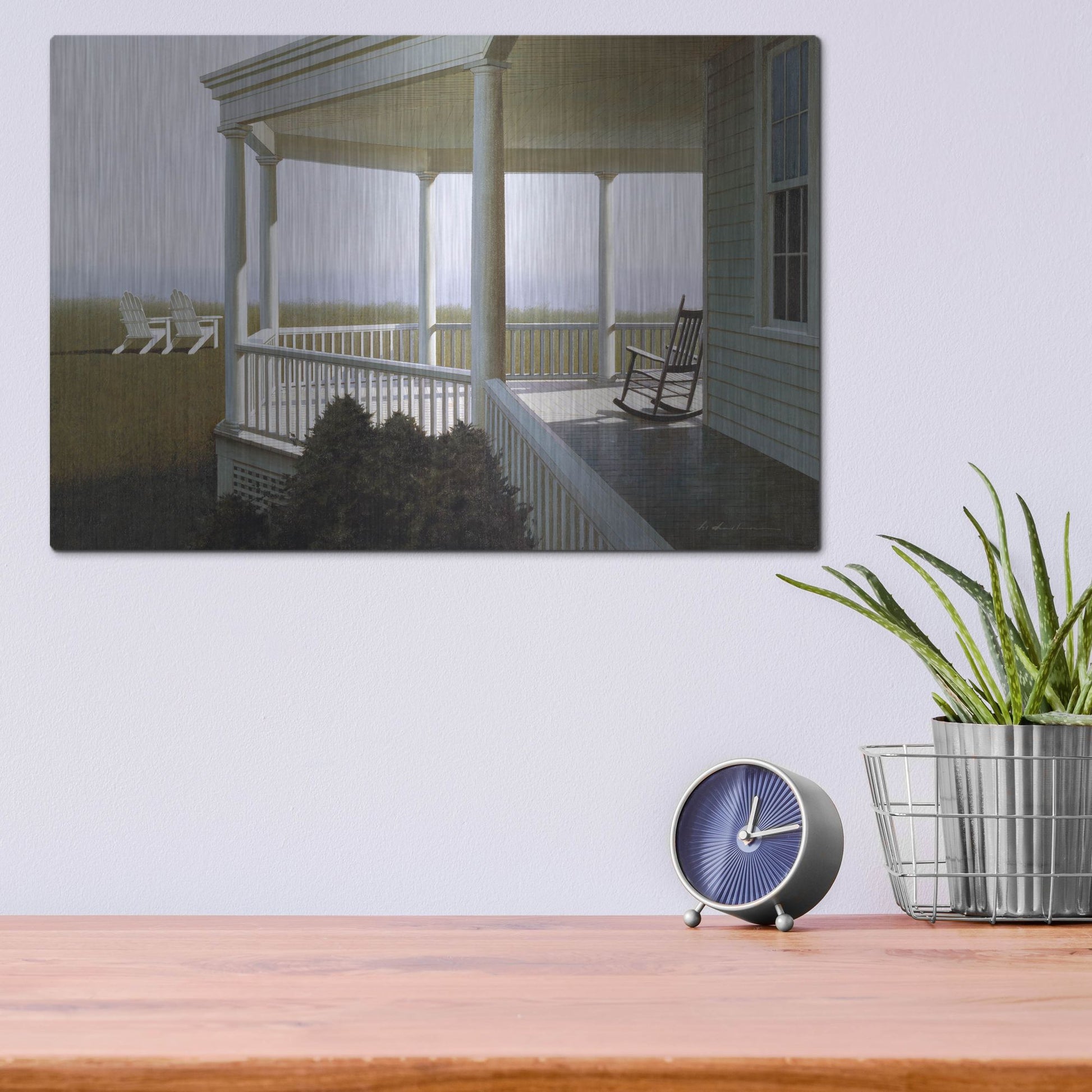 Luxe Metal Art 'New Porch' by Zhen-Huan Lu, Metal Wall Art,16x12