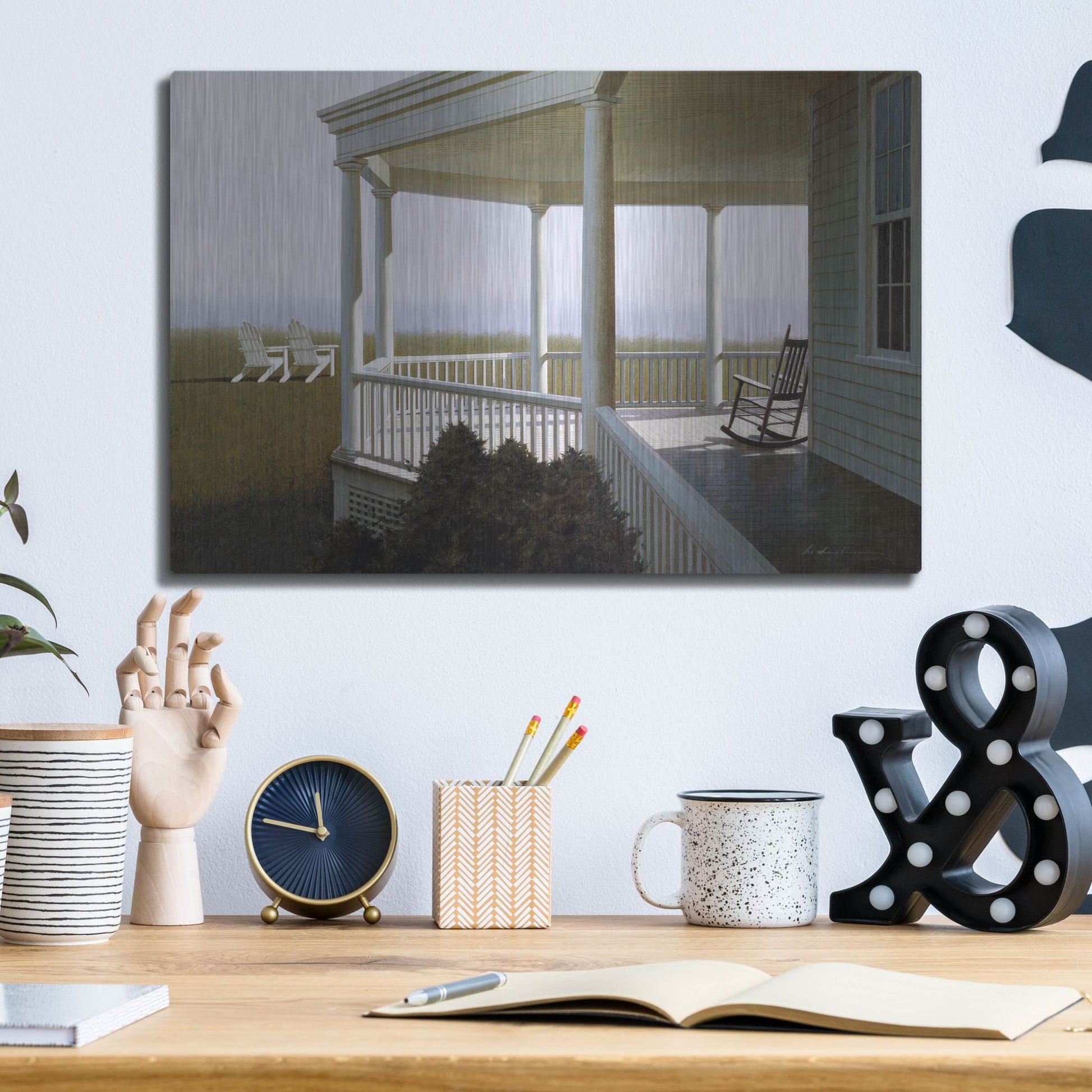 Luxe Metal Art 'New Porch' by Zhen-Huan Lu, Metal Wall Art,16x12