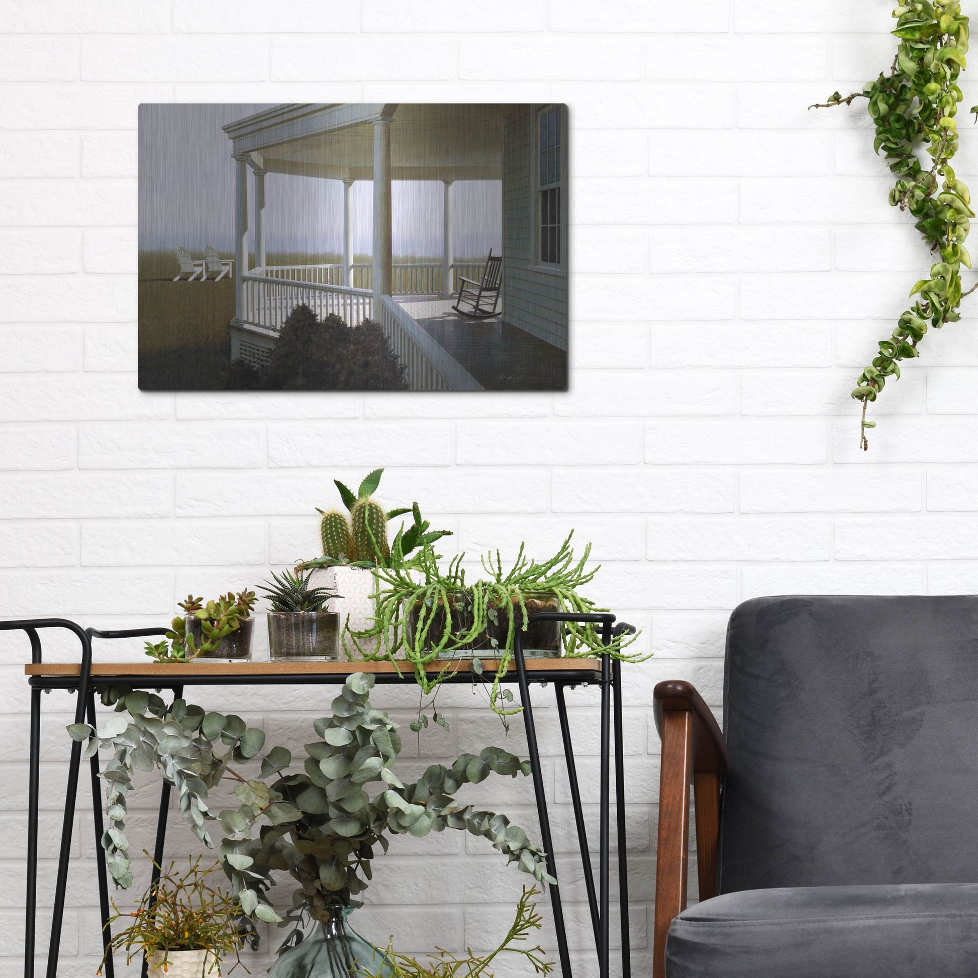 Luxe Metal Art 'New Porch' by Zhen-Huan Lu, Metal Wall Art,16x12