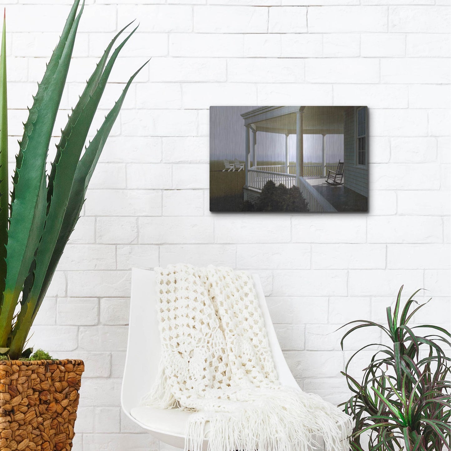 Luxe Metal Art 'New Porch' by Zhen-Huan Lu, Metal Wall Art,16x12