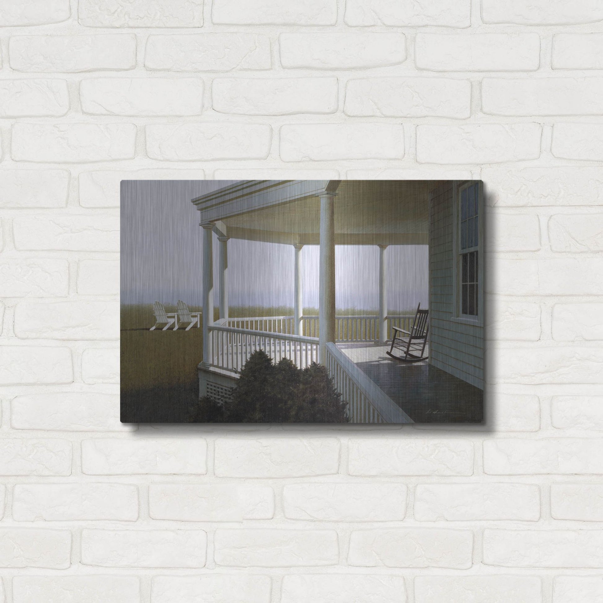 Luxe Metal Art 'New Porch' by Zhen-Huan Lu, Metal Wall Art,24x16