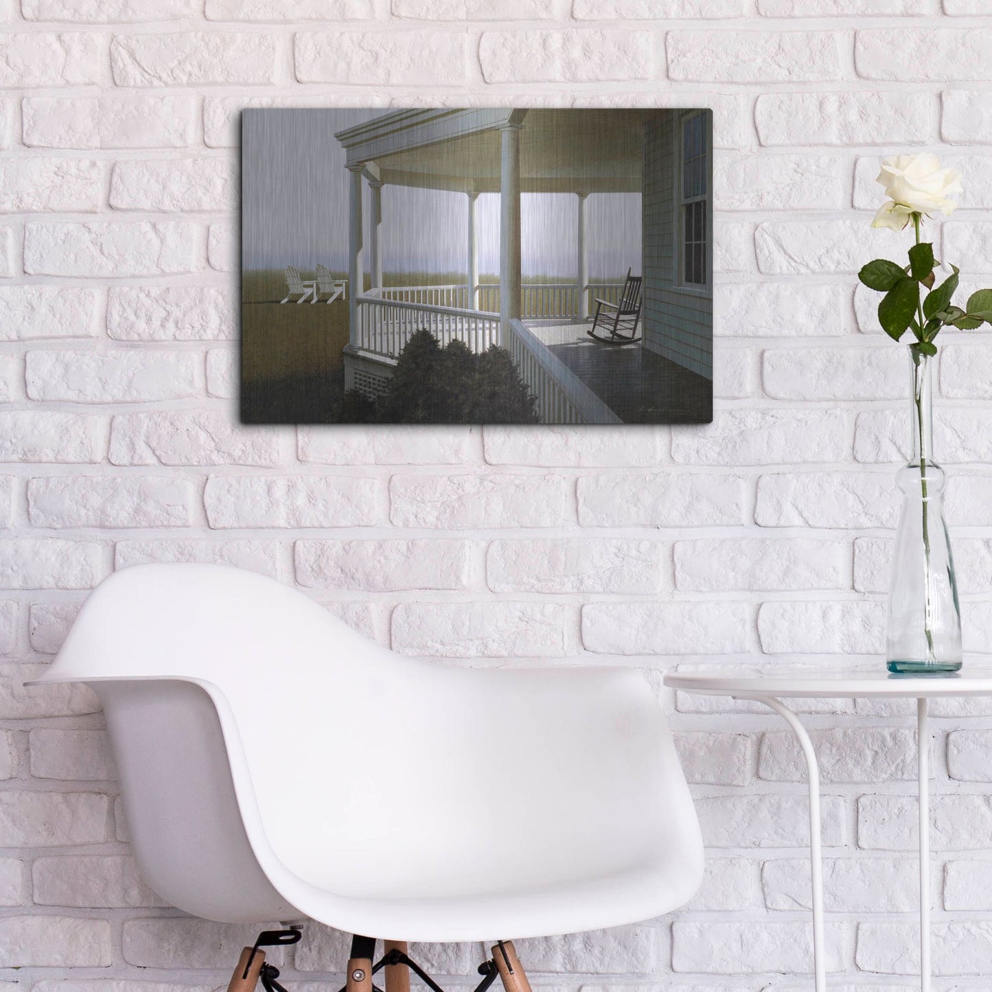 Luxe Metal Art 'New Porch' by Zhen-Huan Lu, Metal Wall Art,24x16