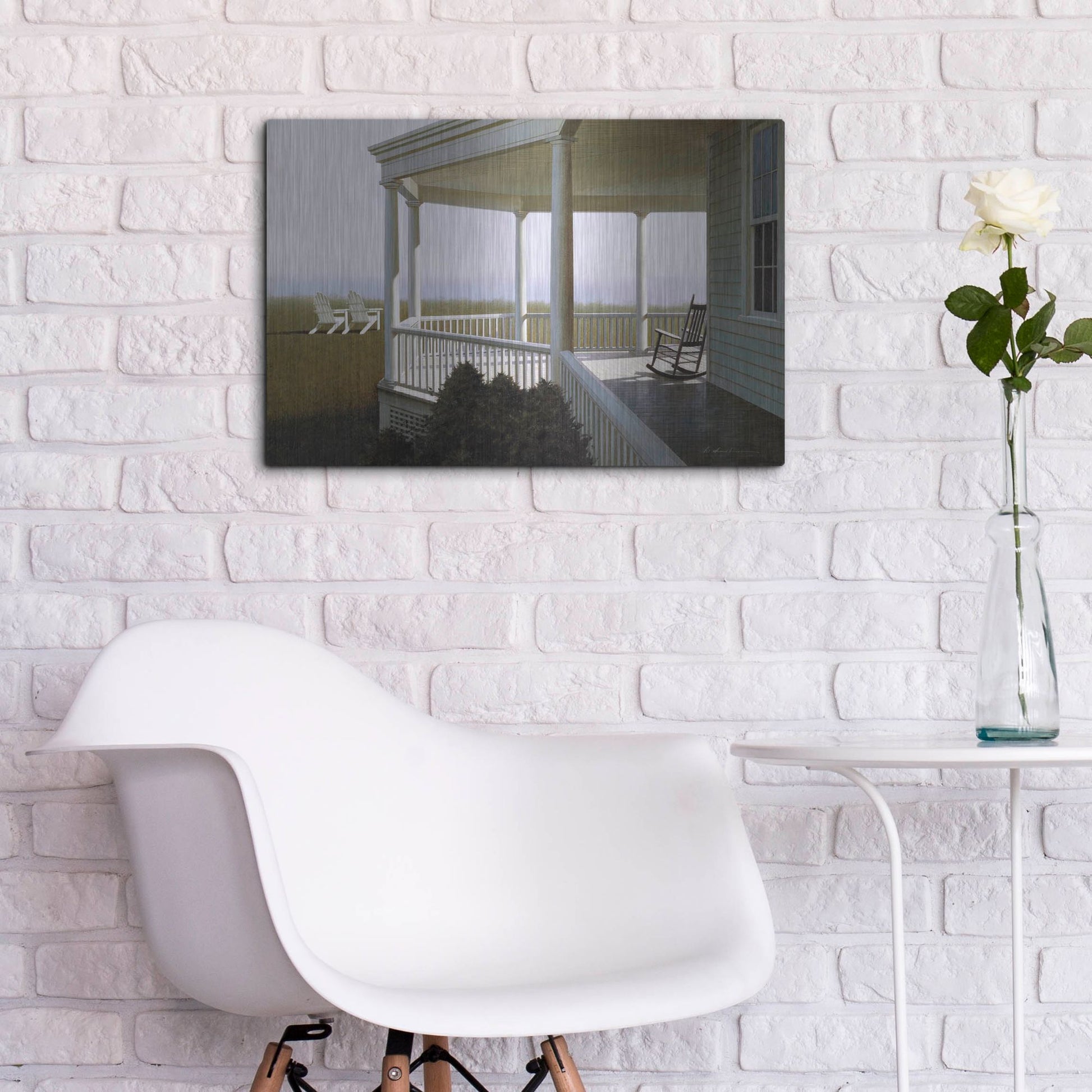 Luxe Metal Art 'New Porch' by Zhen-Huan Lu, Metal Wall Art,24x16